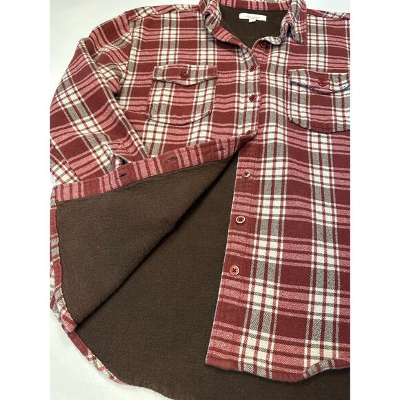 Cleo and Wolf Women's Size M Shacket Plaid Red 100% Cotton - Picture 6 of 14